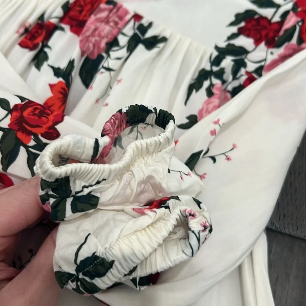 Old Navy girls Flowey long sleeve V-neck floral dressy shirt - Picture 4 of 7